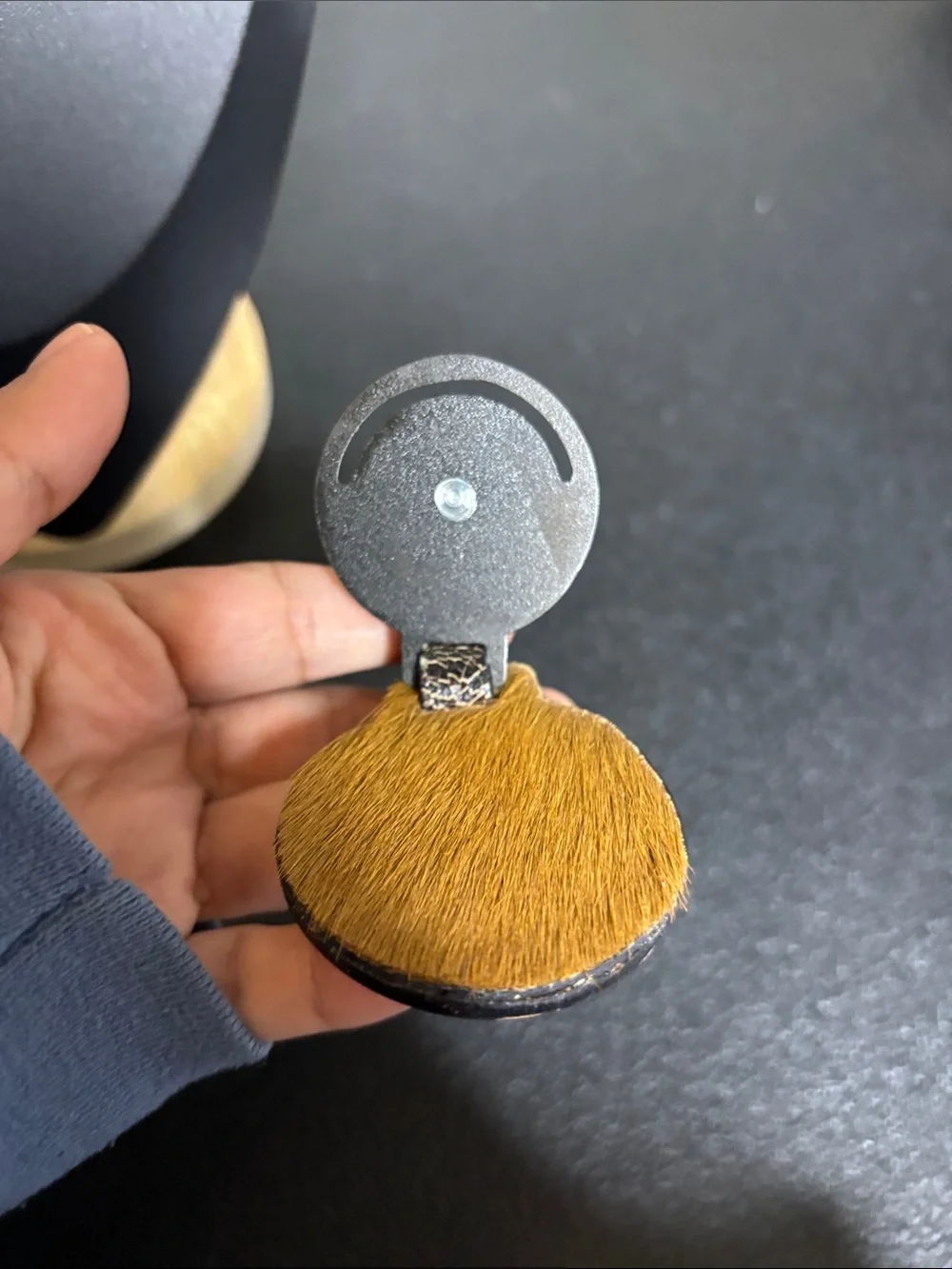 Vintage 421 Aldybe Argentina Round Leather Keychain with Brass Ring